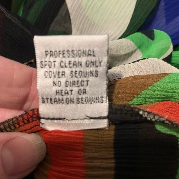 Cache mod print semi sheer silk dress sz small - Picture 3 of 8